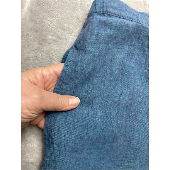Vintage Timbuktu Station 100% Linen Skirt Womens 1/M Blue Pockets Pull On Maxi - Picture 5 of 8